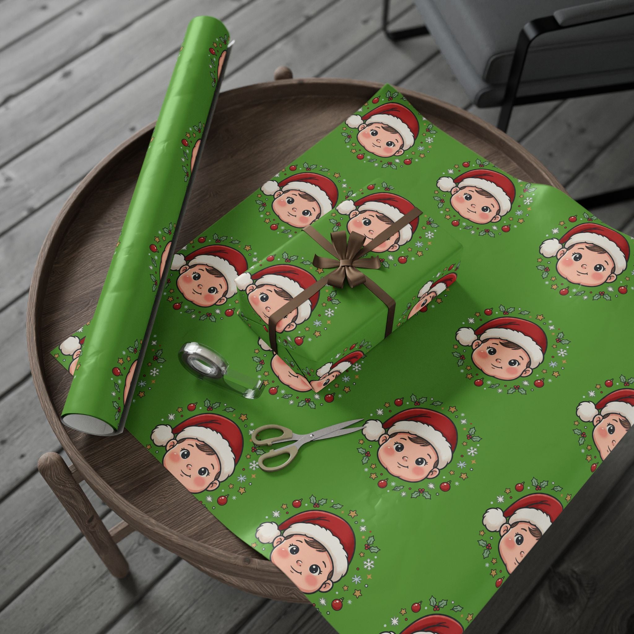 Christmas Stocking Pattern Wrapping Paper – Festive Green Holiday Gift Wrap