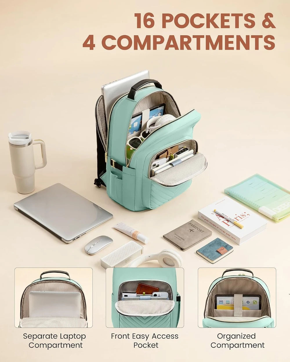 LOVEVOOK Quilted Laptop Backpack