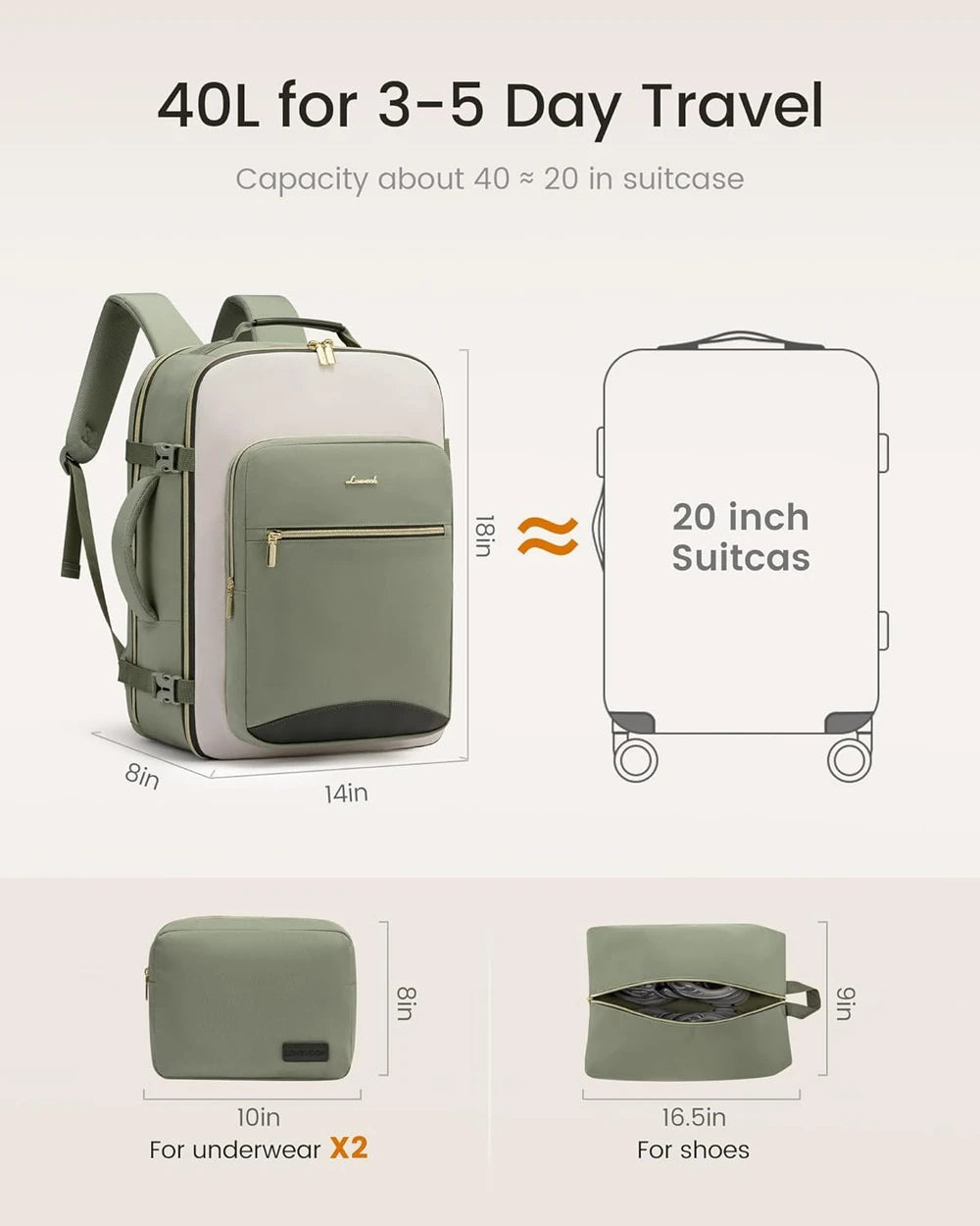 Lovevook Carry-On Travel Backpack