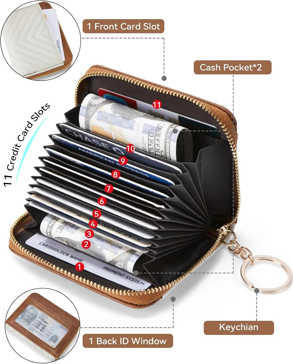 Bostanten Vegan Leather Accordion Wallet