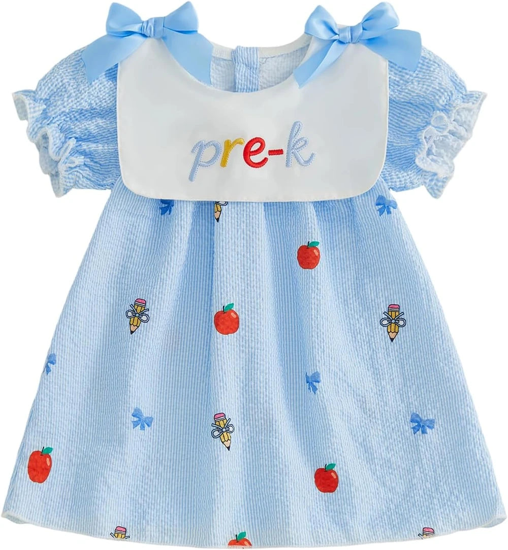 Toddler Girl Apple Pencil Smocked Dress