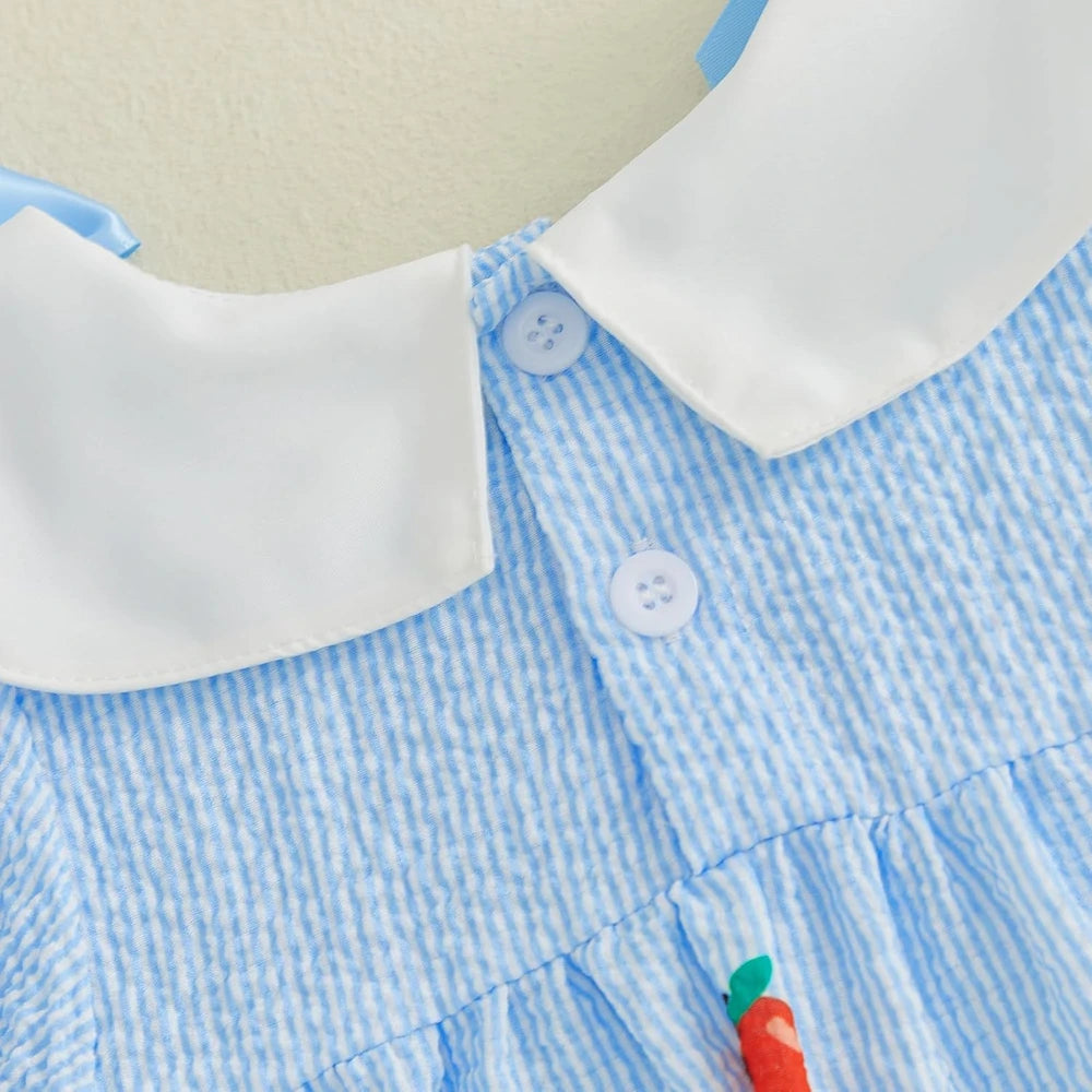Toddler Girl Apple Pencil Smocked Dress