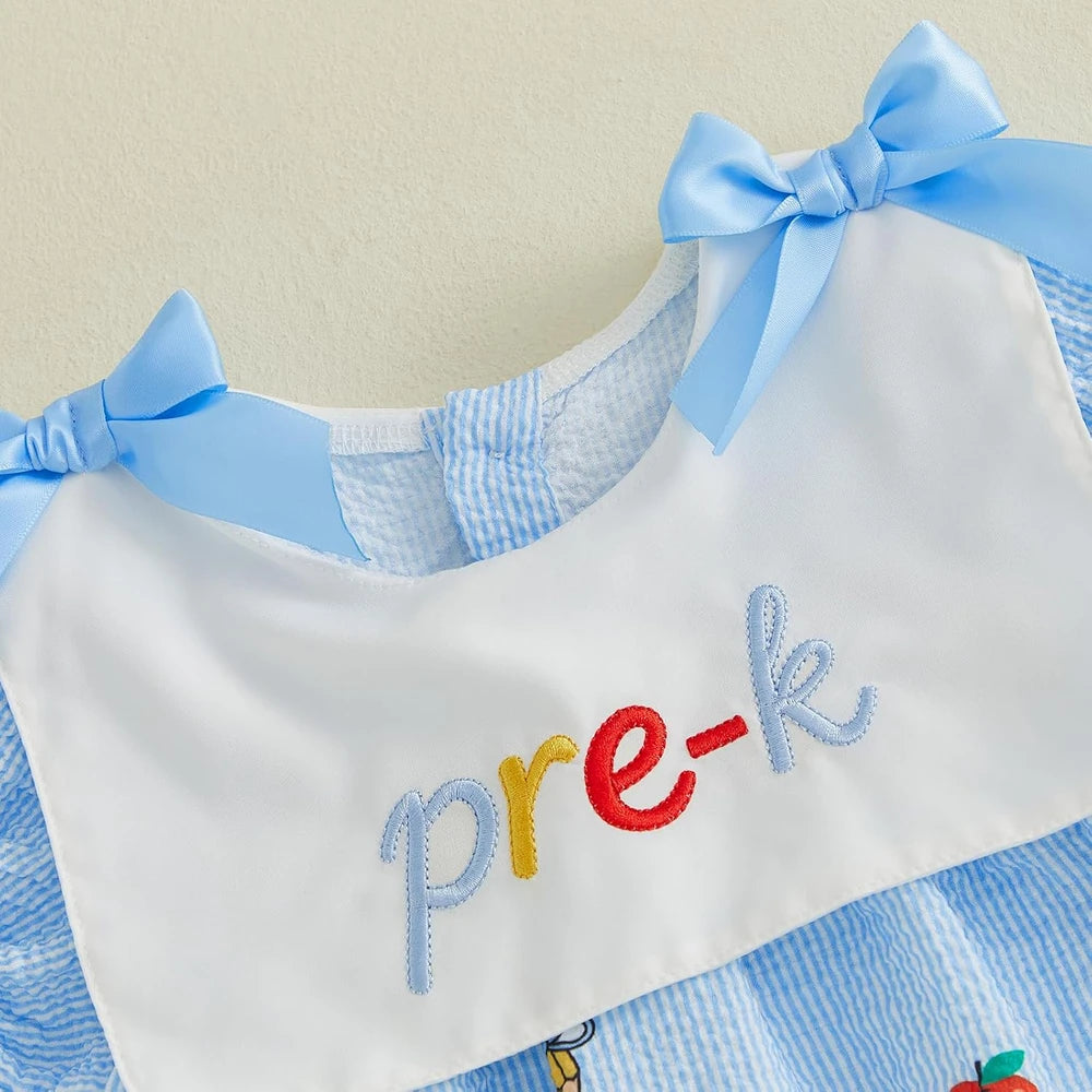 Toddler Girl Apple Pencil Smocked Dress