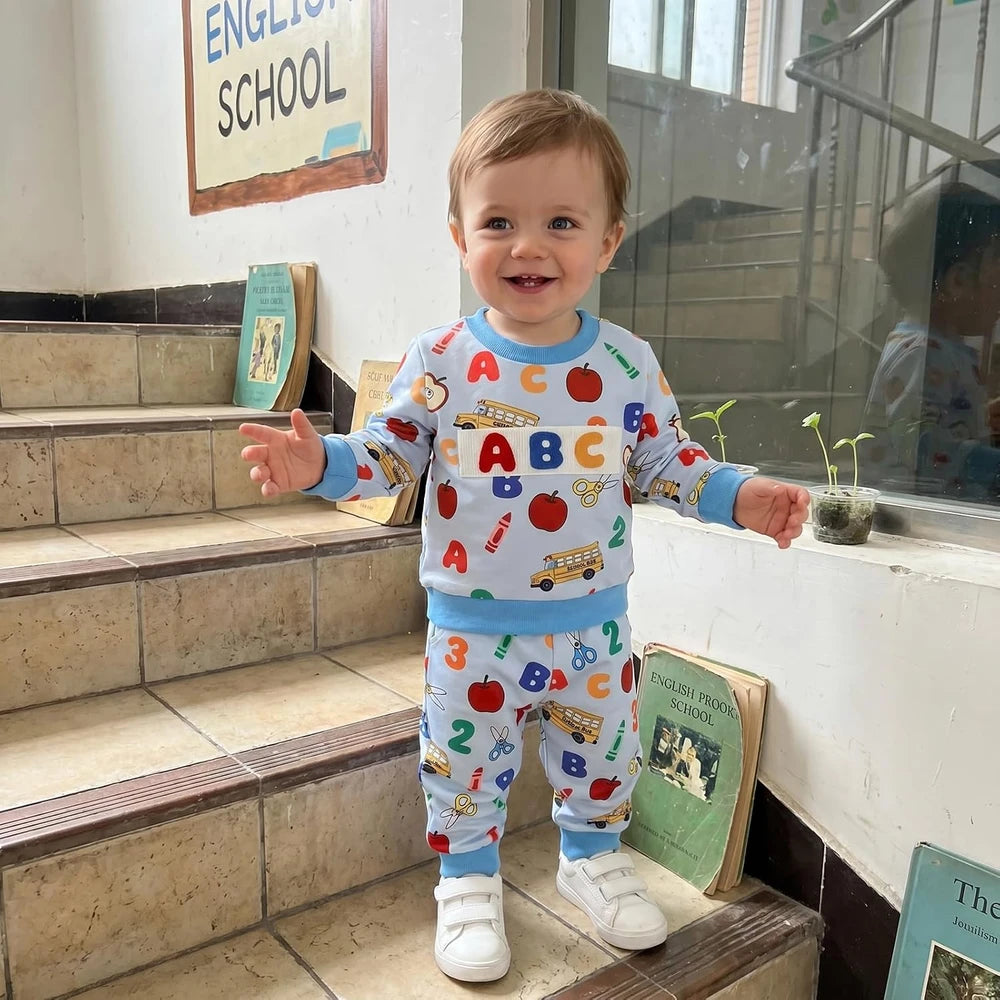 Toddler Apple Print Back-to-School Set