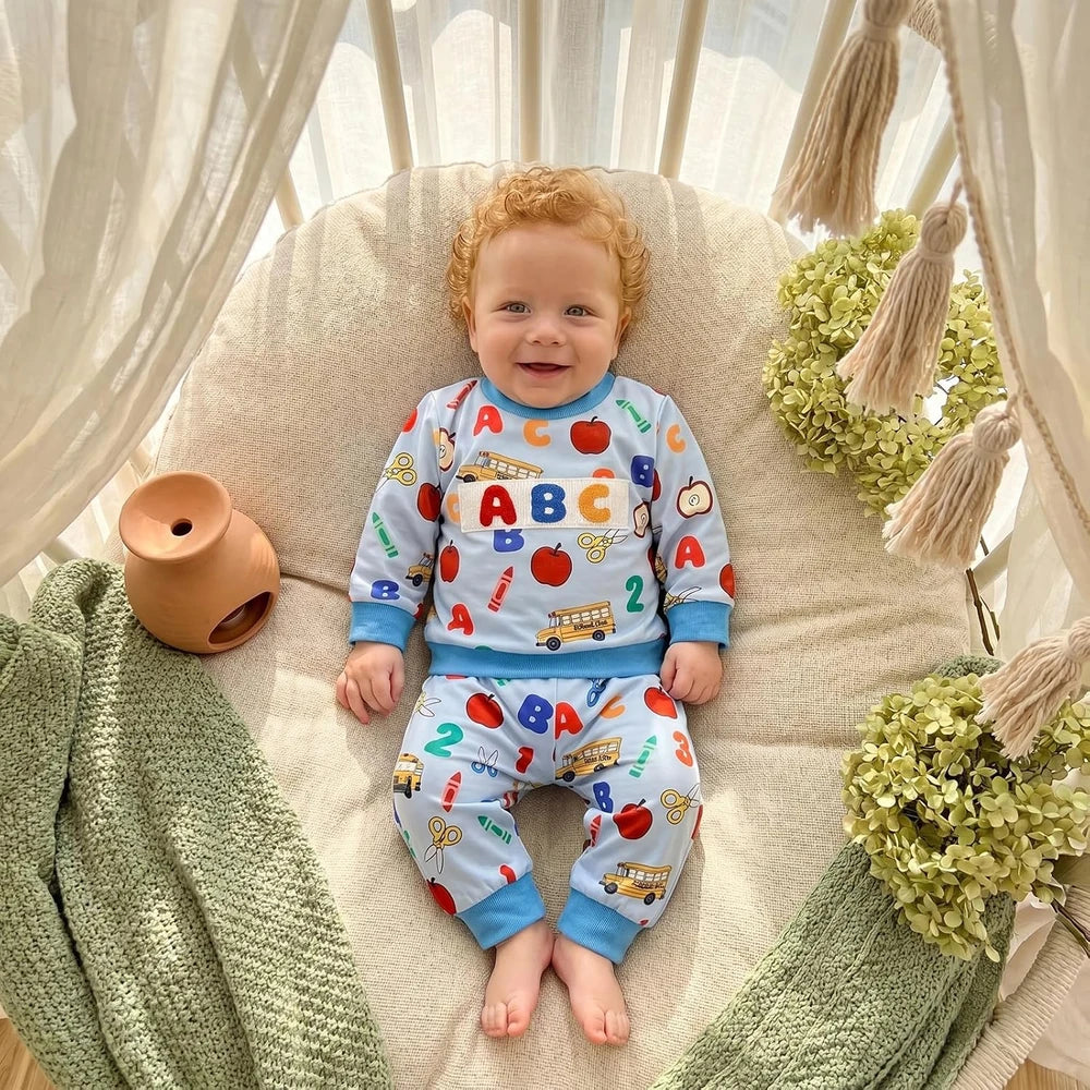 Toddler Apple Print Back-to-School Set
