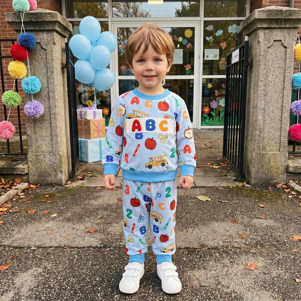 Toddler Apple Print Back-to-School Set