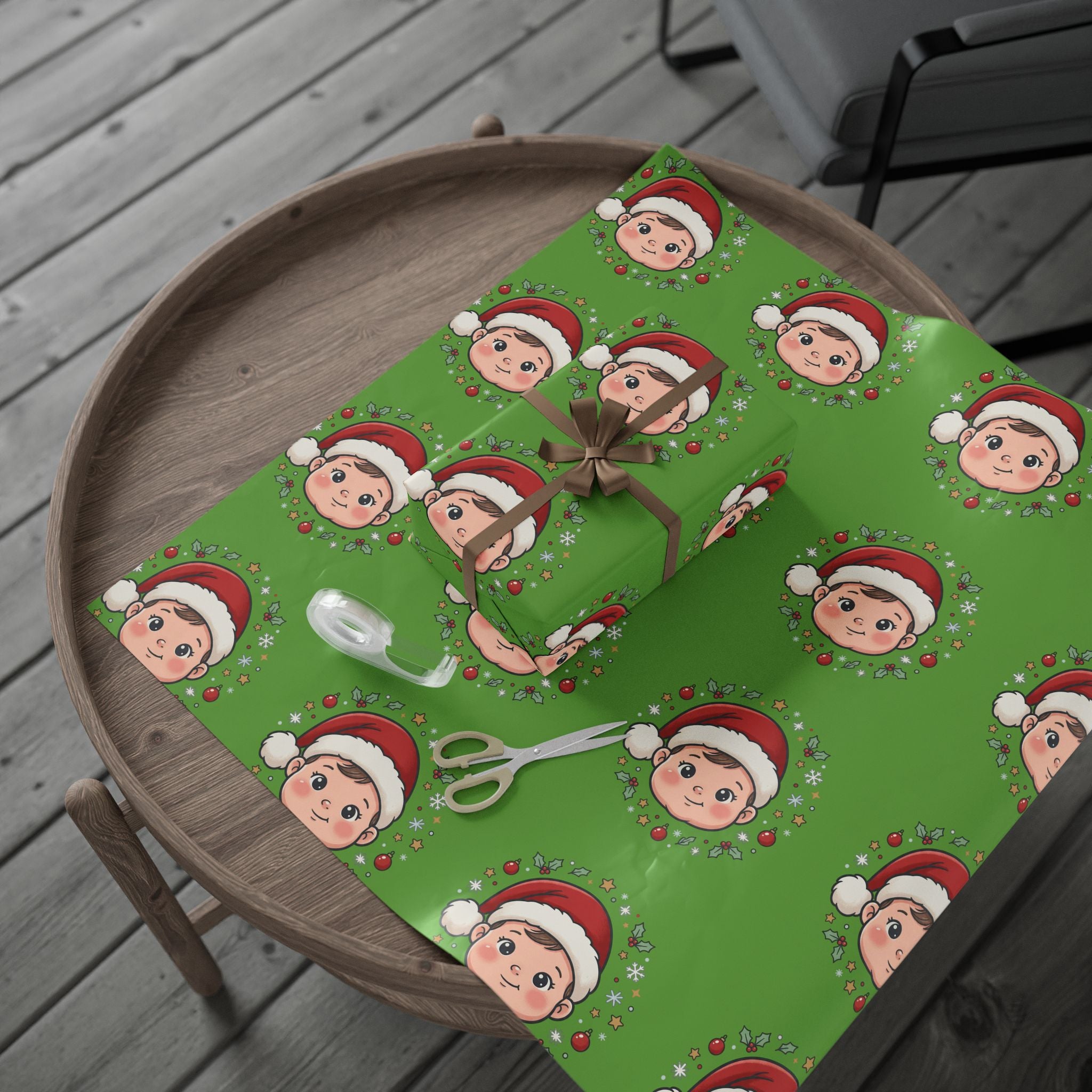 Christmas Stocking Pattern Wrapping Paper – Festive Green Holiday Gift Wrap