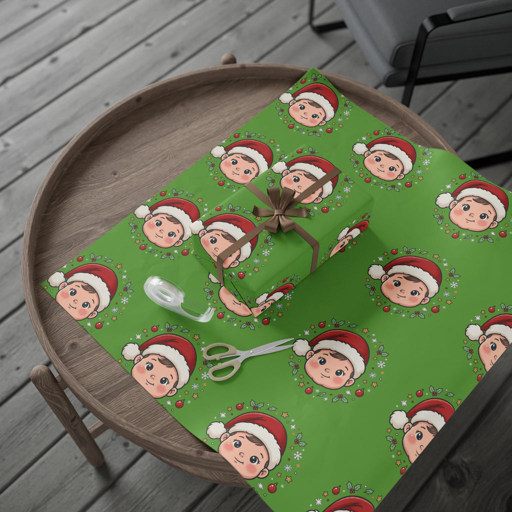 Christmas Stocking Pattern Wrapping Paper – Festive Green Holiday Gift Wrap