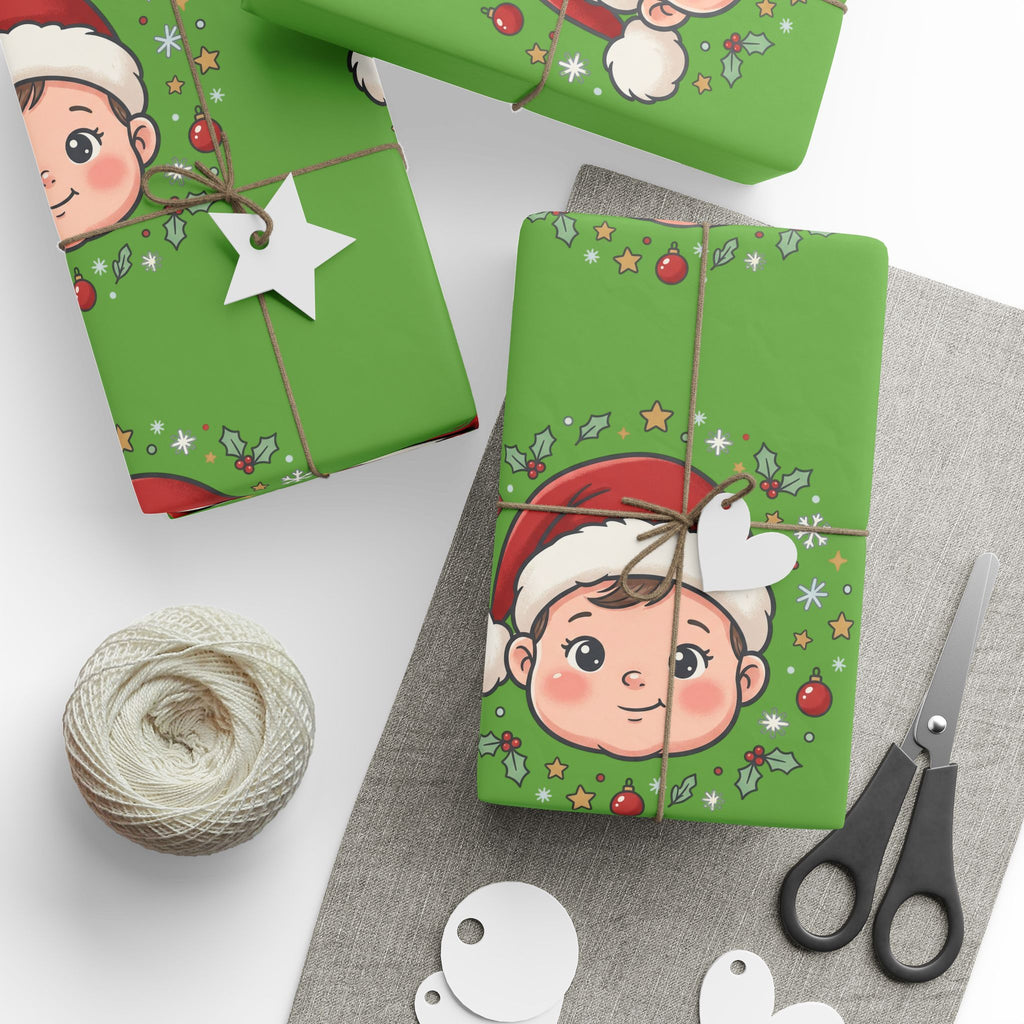 Christmas Stocking Pattern Wrapping Paper – Festive Green Holiday Gift Wrap
