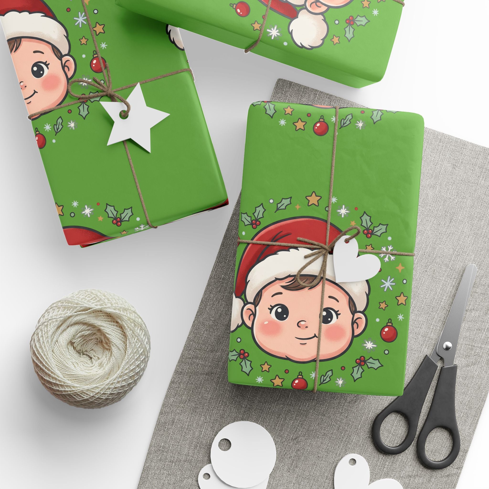 Christmas Stocking Pattern Wrapping Paper – Festive Green Holiday Gift Wrap