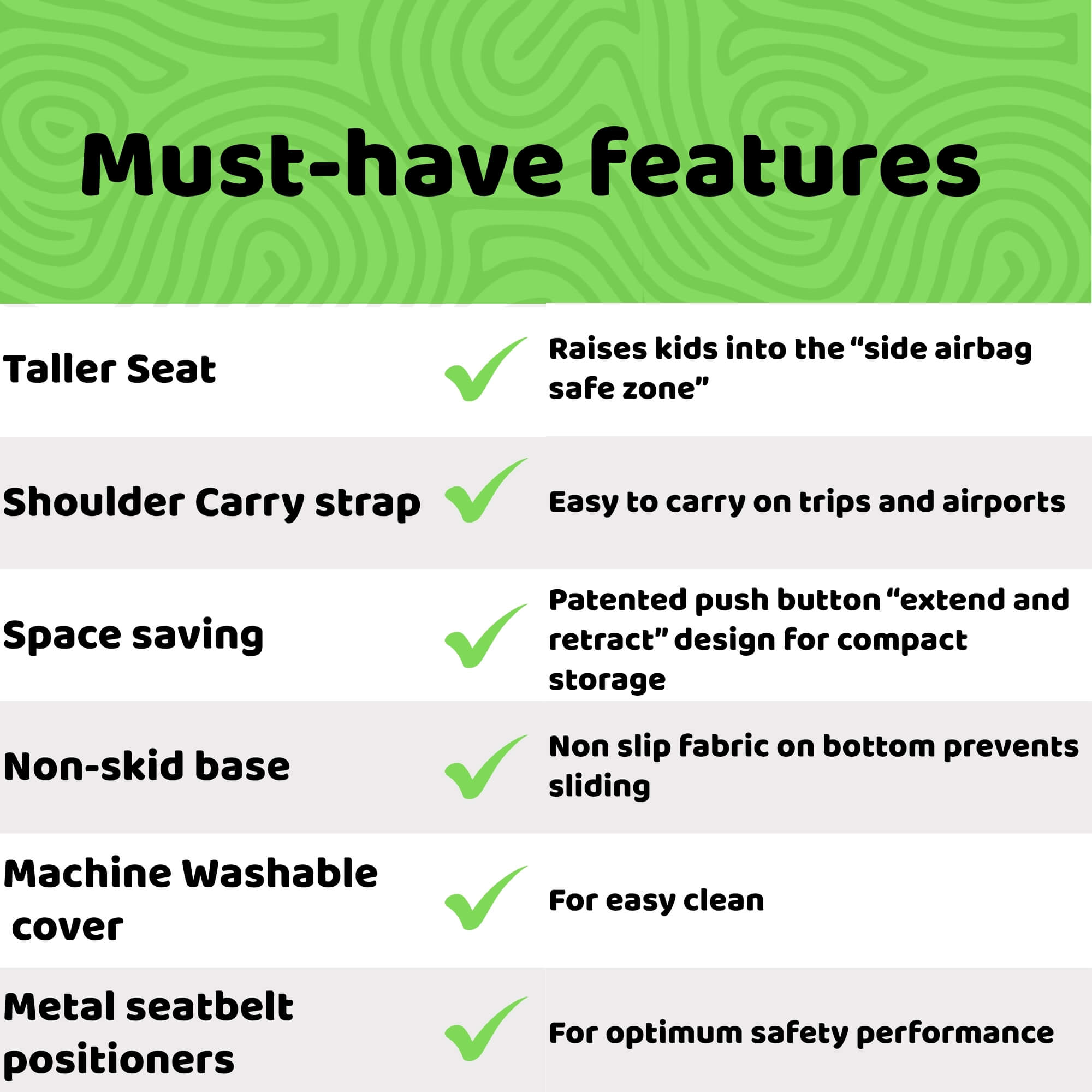 BubbleBum Teleport Backless Booster Car Seat, Kids Booster Seat for Car 40-100 lbs, Telescopic Portable Carseat, Ideal for Everyday Use and Foldable for Travel, - Black✔️
